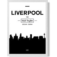 ARTZE Liverpool Black & White City Skyline Framed Print SIZE: A2 with White Frame | Size: A3