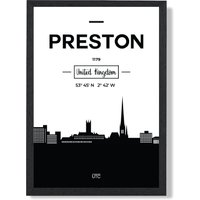 ARTZE Preston Black & White City Skyline Framed Print SIZE: A2 with Black Frame