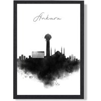 ARTZE Ankara Watercolour Skyline City Framed Print SIZE: A3 with Black Frame
