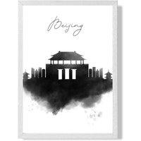 ARTZE Beijing Watercolour Skyline City Framed Print SIZE: A2 with White Frame in Black