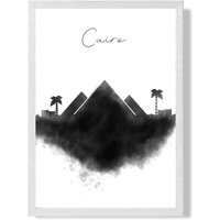 ARTZE Cairo Watercolour Skyline City Framed Print SIZE: A3 with White Frame in Black
