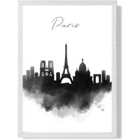 ARTZE Paris Watercolour Skyline City Framed Print SIZE: A2 with White Frame in Black