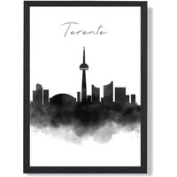 ARTZE Toronto Watercolour Skyline City Framed Print SIZE: A3 with Black Frame