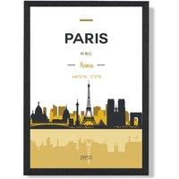 ARTZE Paris Yellow & Black City Skyline Framed Print SIZE: A2 with Black Frame