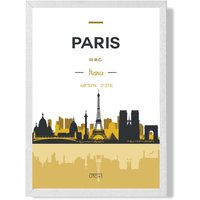 ARTZE Paris Yellow & Black City Skyline Framed Print SIZE: A2 with White Frame