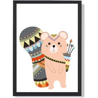 ARTZE Brown Squirrel Tribal Animal Framed Print SIZE: A3 with Black Frame | Size: A2