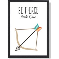 ARTZE Be Fierce Arrow Tribal Quote Framed Print SIZE: A3 with Black Frame in Bright Blue | Size: A2