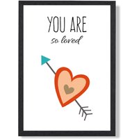 ARTZE You are So Loved Orange Tribal Quote Framed Print SIZE: A3 with Black Frame