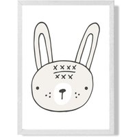 ARTZE Cute Beige Rabbit Scandi Animal Framed Print SIZE: A3 with White Frame