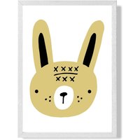 ARTZE Cute Yellow Rabbit Scandi Animal Framed Print SIZE: A3 with White Frame