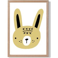 ARTZE Cute Yellow Rabbit Scandi Animal Framed Print SIZE: A2 with Oak Frame | Size: A3