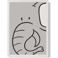 ARTZE Cute Cartoon Style Elephant Framed Print SIZE: A2 with White Frame in Grey | Size: A4