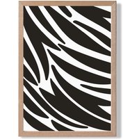 ARTZE Cute Cartoon Style Zebra Print Framed Print SIZE: A3 with Oak Frame in Black