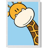 ARTZE Cute Cartoon Style Giraffe Face Framed Print SIZE: A2 with White Frame in Brown | Size: A3