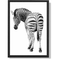 ARTZE Cheeky Zebra Animal Black & White Photo Framed Print SIZE: A3 with Black Frame | Size: A4