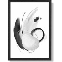 ARTZE Abstract Black & White Watercolour Shapes Framed Print SIZE: A4 with Black Frame | Size: A2