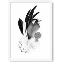 ARTZE Black & White Abstract Watercolour Shapes Framed Print SIZE: A2 with White Frame | Size: A4
