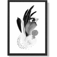 ARTZE Black & White Abstract Watercolour Shapes Framed Print SIZE: A4 with Black Frame | Size: A3