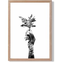 ARTZE Abstract Hand & Forest Fashion Black & White Photo Framed Print SIZE: A3 with Oak Frame | Size: A2