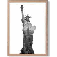 ARTZE Abstract Statue of Liberty New York Black & White Photo Framed Print SIZE: A4 with Oak Frame | Size: A2