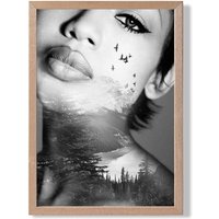 ARTZE Abstract & Forest Fashion Black & White Photo Framed Print SIZE: A4 with Oak Frame