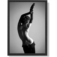 ARTZE Elegant Woman with Gloves Fashion Black & White Photo Framed Print SIZE: A4 with Black Frame