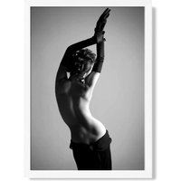 ARTZE Elegant Woman with Gloves Fashion Black & White Photo Framed Print SIZE: A3 with White Frame | Size: A2