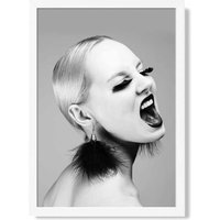 ARTZE Woman with Attitude Fashion Black & White Photo Framed Print SIZE: A2 with White Frame | Size: A3