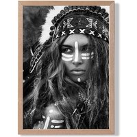 ARTZE Strong Woman Fashion Black & White Photo Framed Print SIZE: A2 with Oak Frame | Size: A4
