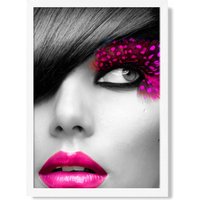 ARTZE Girl with Pink Lips Fashion Photo Framed Print SIZE: A2 with White Frame in Black | Size: A4