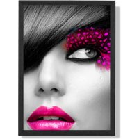 ARTZE Girl with Pink Lips Fashion Photo Framed Print SIZE: A3 with Black Frame | Size: A2