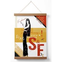 ARTZE Sketch Quotes Style & Fashion Framed Print SIZE: A3 with Oak Frame in Yellow | Size: A2