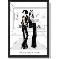 ARTZE I am Fashion Sketch Quote Style & Fashion Framed Print SIZE: A4 with Black Frame in Yellow | Size: A3