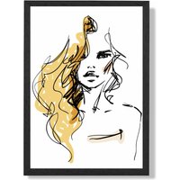 ARTZE Fashion Pen & Ink Sketch Framed Print SIZE: A4 with Black Frame in Yellow