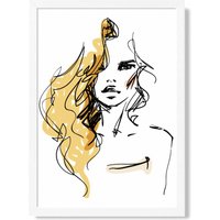 ARTZE Fashion Pen & Ink Sketch Framed Print SIZE: A2 with White Frame in Yellow | Size: A4