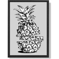 ARTZE Sketch Pineapple on Light Grey Framed Print SIZE: A3 with Black Frame
