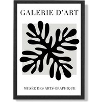 ARTZE Matisse Floral Cutout Black & Grey Framed Print SIZE: A2 with Black Frame | Size: A4