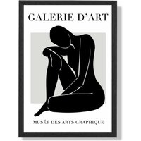 ARTZE Matisse Nude Black & Grey Framed Print SIZE: A2 with Black Frame