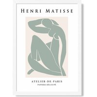 ARTZE Matisse Nude Green & Cream Framed Print SIZE: A4 with White Frame in Pale Green