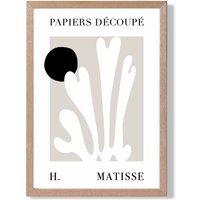ARTZE Matisse Floral Cutout Beige & Black Framed Print SIZE: A4 with Oak Frame | Size: A3