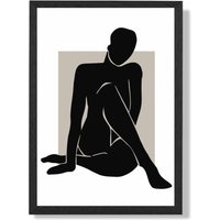 ARTZE Matisse Nude Beige & Black Framed Print SIZE: A4 with Black Frame