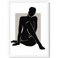 ARTZE Matisse Nude Beige & Black Framed Print SIZE: A2 with White Frame | Size: A3
