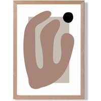ARTZE Matisse Floral Cutout Brown & Beige Framed Print SIZE: A4 with Oak Frame