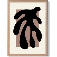 ARTZE Matisse Floral Cutout Cream & Brown Framed Print SIZE: A4 with Oak Frame