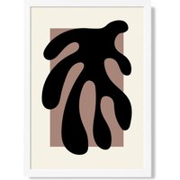 ARTZE Matisse Floral Cutout Cream & Brown Framed Print SIZE: A3 with White Frame | Size: A2
