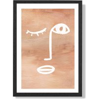 ARTZE Matisse Inspired Abstract Terracotta Face Framed Print SIZE: A2 with Black Frame | Size: A4