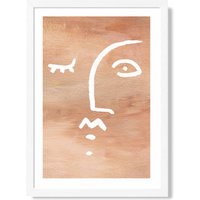 ARTZE Abstract Terracotta Face Framed Print SIZE: A2 with White Frame | Size: A4