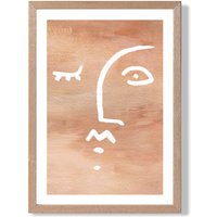ARTZE Abstract Terracotta Face Framed Print SIZE: A4 with Oak Frame | Size: A2