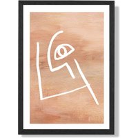 ARTZE Picasso Style Abstract Terracotta Face Framed Print SIZE: A3 with Black Frame