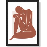 ARTZE Matisse Nude Cream & Terracotta Framed Print SIZE: A4 with Black Frame | Size: A3